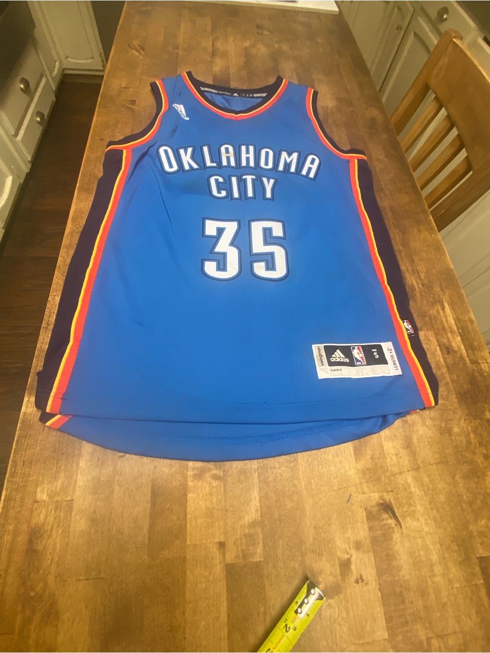 adidas Oklahoma City Blue #35 Basketball Jersey with Orange Trim